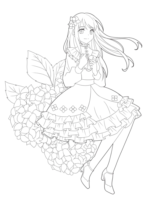 洛丽塔线稿,满足你的上色愿望!