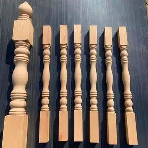 实木楼梯扶手厂家直销红橡木楼梯定做中式护栏白坯立柱橡木踏步板