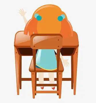 手绘卡通上课女孩背影