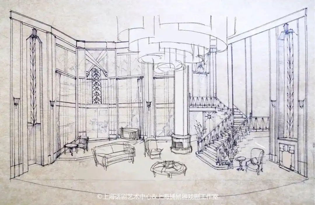 2013版舞台设计构思手绘,舞美设计:周羚珥q对于《无人生还》,你的理解