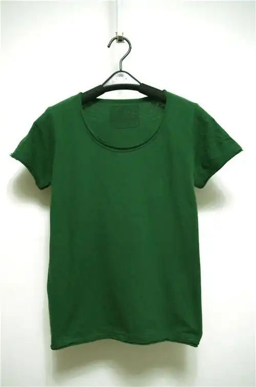 欧美外贸原单孤品 纯色墨绿色纯棉短袖t恤打底衫