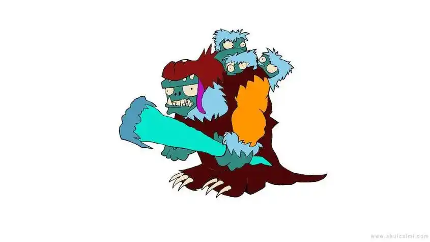 红眼巨人僵尸简笔画