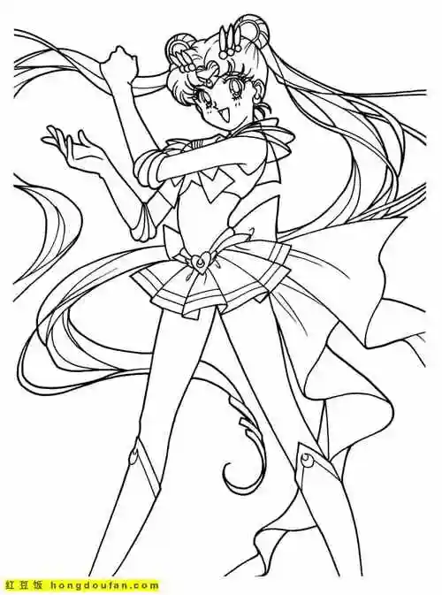 11张大眼睛迷迷糊糊的月亮公主美少女战士涂色图片 | 红豆饭小学生简