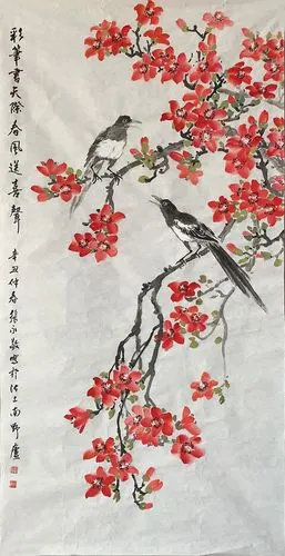 文学院张永敬国画作品《天际春风送喜声》