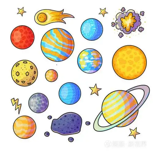 宇宙集合. 儿童天文孤立矢量设计元素插画-正版商用图片148lg6