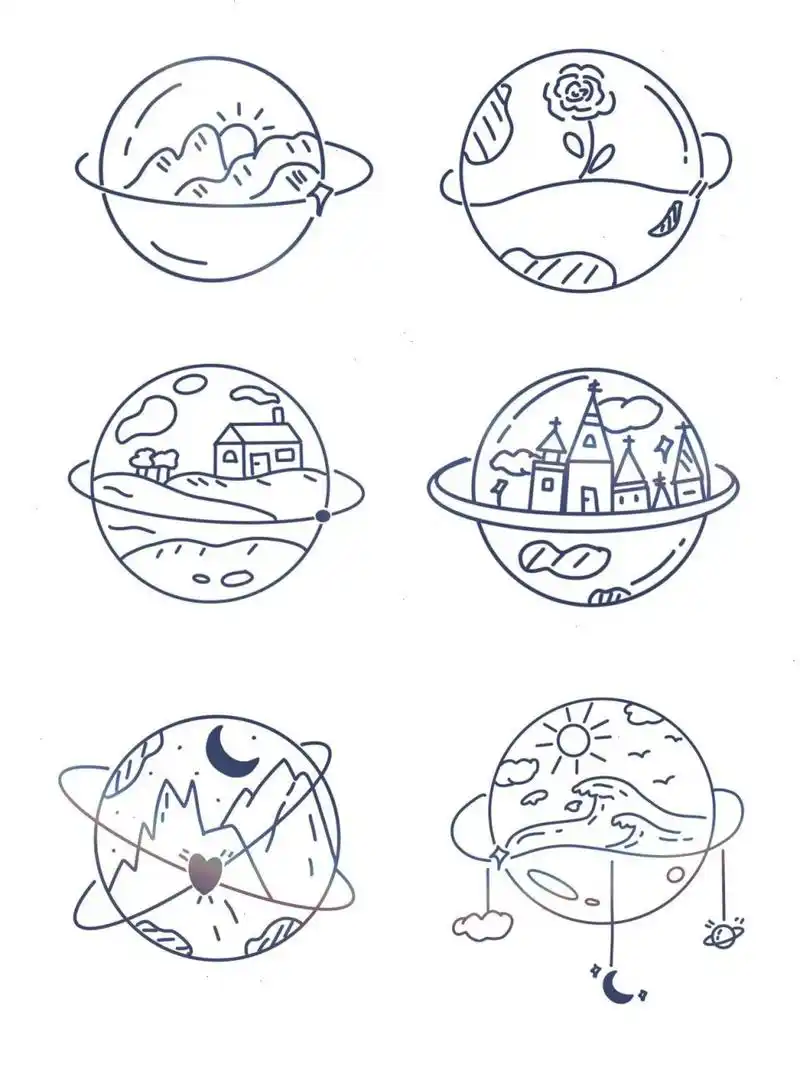 星球简笔画～每个星球都有它自己的故事～ 每个星球都有自己的故事