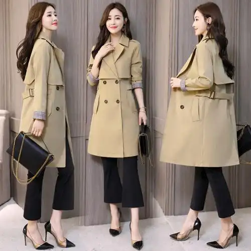 女士秋装新品女式休闲春秋外套韩版修身外衣港风年轻风衣女中长款