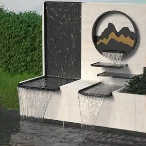 0014人付款淘宝不锈钢瀑布出水口室内外假山鱼池流水墙水幕墙庭院花园