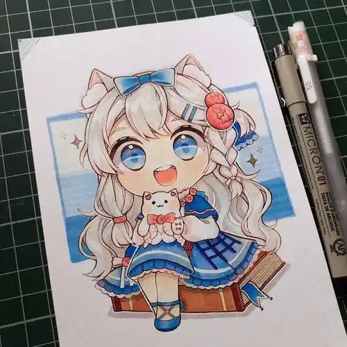 可爱q版女生马克笔手绘教程