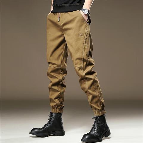 中年男士罗卜库休闲男士牛仔萝卜裤美式复古工装裤子男春季宽松直筒