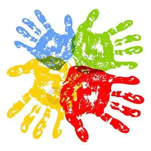 推东西的人摘要背景儿童手印矢量说明插画