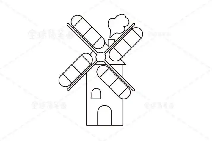 荷兰风车房子简笔画