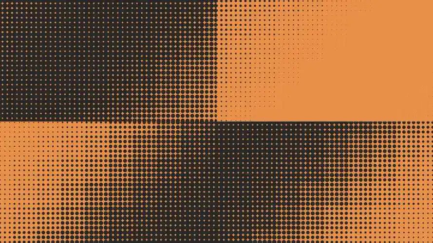 对称的黑白点状图案在橙色背景上