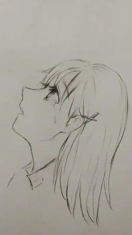 几笔画出来一个哭泣的女孩子,真的是太伤感了-全民小视频