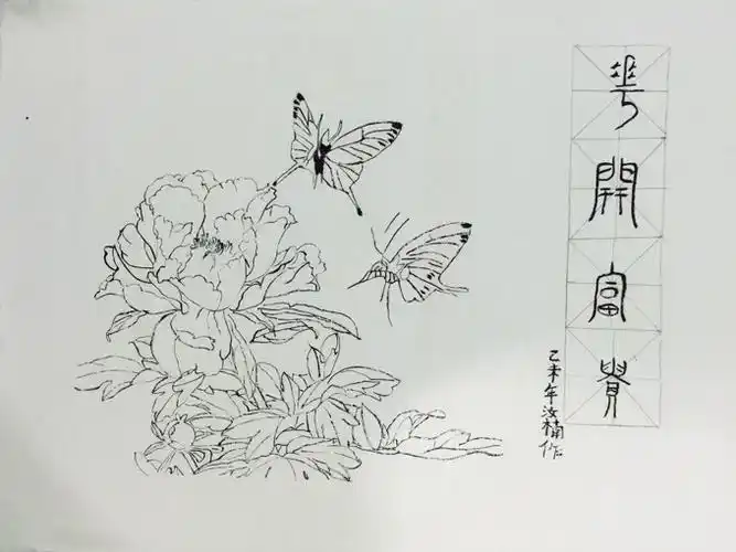 周六上—白描《花开富贵》