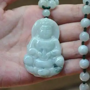 玉观音 清玉阁 玉观音项链 天然a货缅甸玉 翡翠吊坠男款平安玉佩玉珠