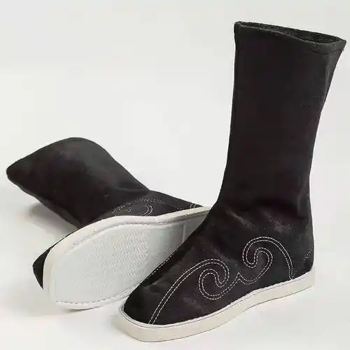 搭古代汉服男靴汉服儿童男古代风靴子古装中式演出服鞋子高邦黑色舞台