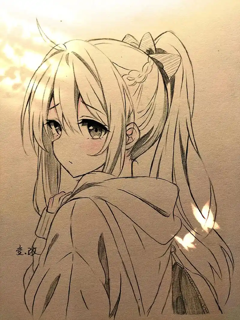 扎高马尾女生绘画过程图.#临摹 #绘画过程分享 #扎高马尾女 - 抖音