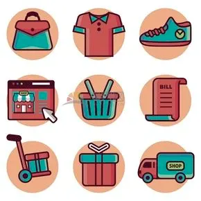 趣味活泼简约清新自然商店商铺商品购物图标合集