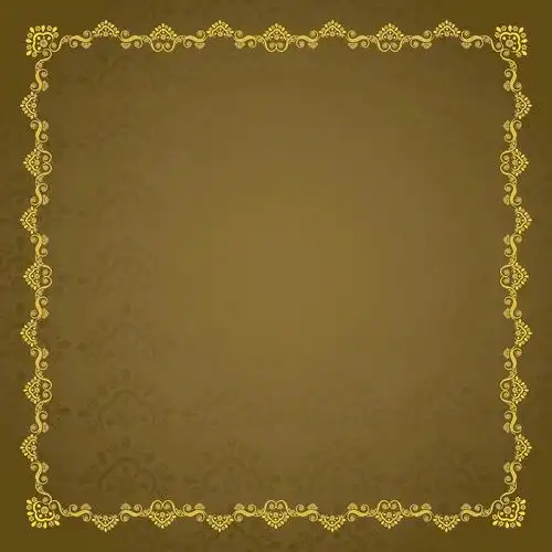 美丽的花卉装饰的金色边框(eps,矢量图)