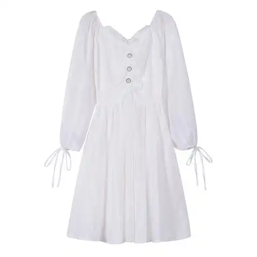 秋款白色连衣裙小个子仙女裙145/150cm甜美法式初恋白裙子xxs码潮