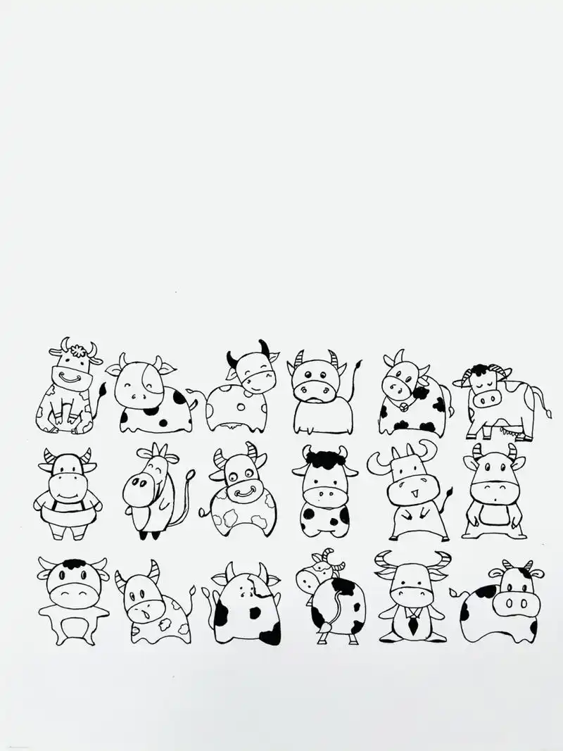 【简笔画】牛🐂 分享一组小牛简笔画🐂希望牛年,大家都顺顺利利开