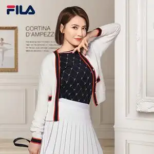 fila 斐乐官方高圆圆同款女士开衫2021秋季新款运动外套女针织衫
