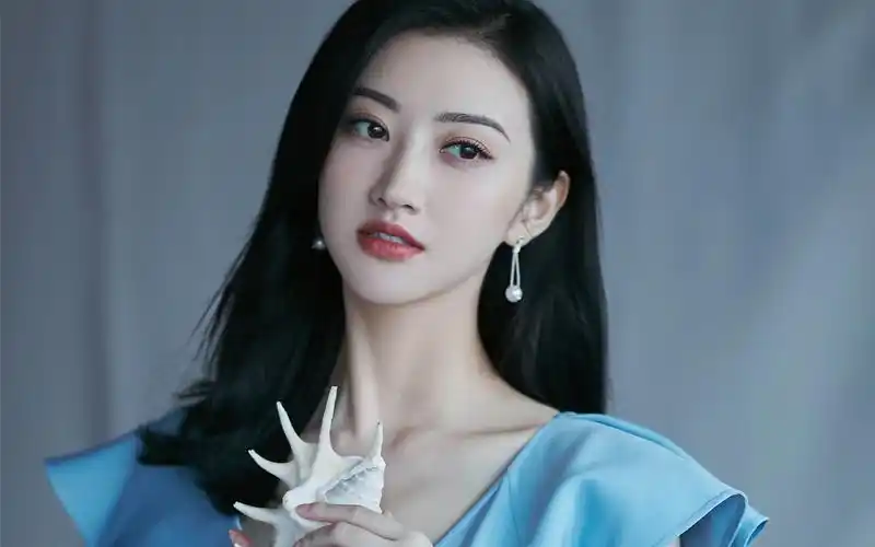 景甜淡蓝色长裙性感图片桌面壁纸