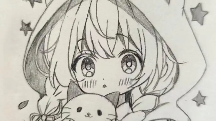 猫耳萝莉【简笔画过程】