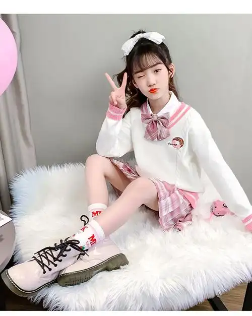 jk制服jk制服裙全套8学院风秋装套装小学生9秋冬季长袖i 树莓红茶毛衣