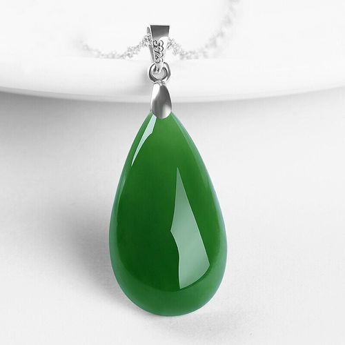 静汝玉新疆和田玉吊坠碧玉水滴吊坠女款玉石玉坠子珠宝首饰带证书