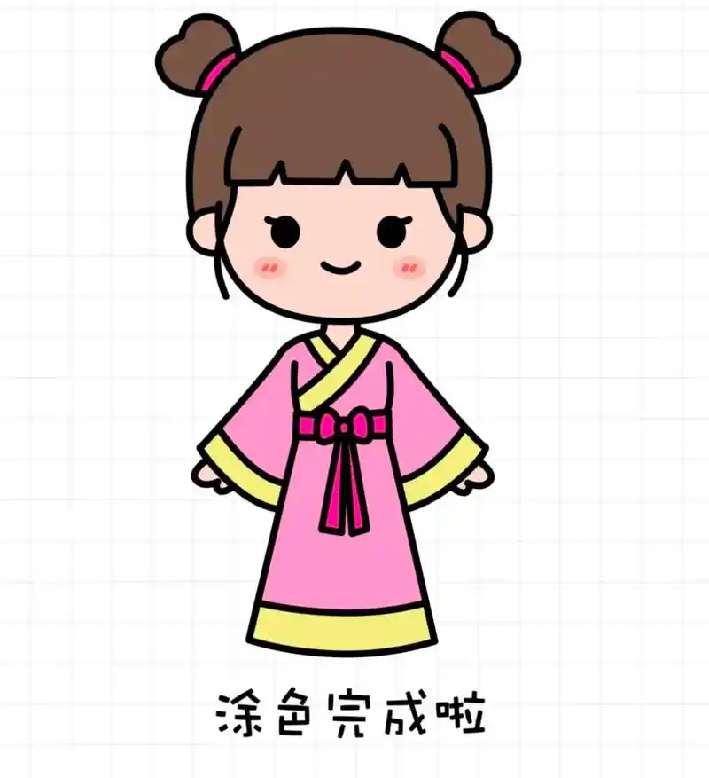 简笔画古装女孩.#儿童简笔画 #跟着抖音学画画 #画个小画  - 抖音