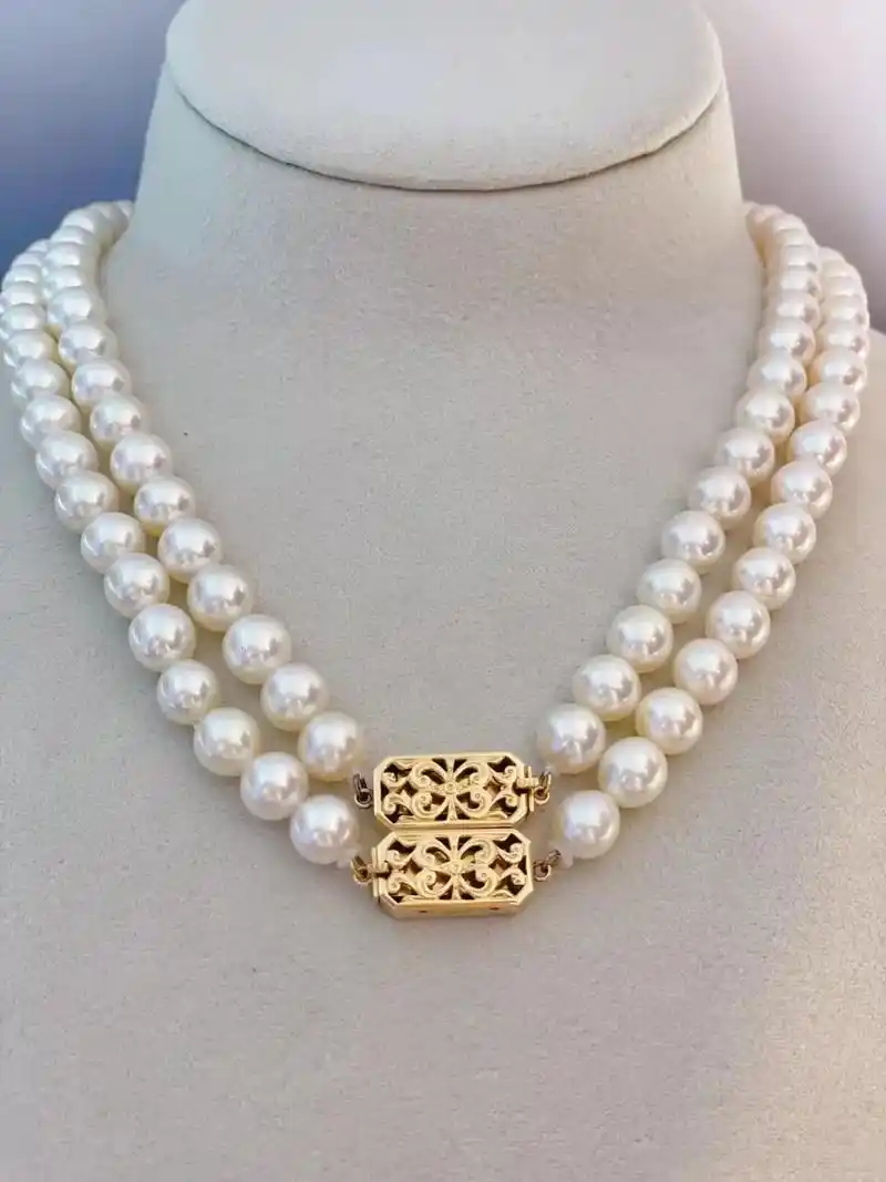 漂亮的珍珠项链.正版tasaki 田崎复古珍珠项链哦18k扣 - 抖音