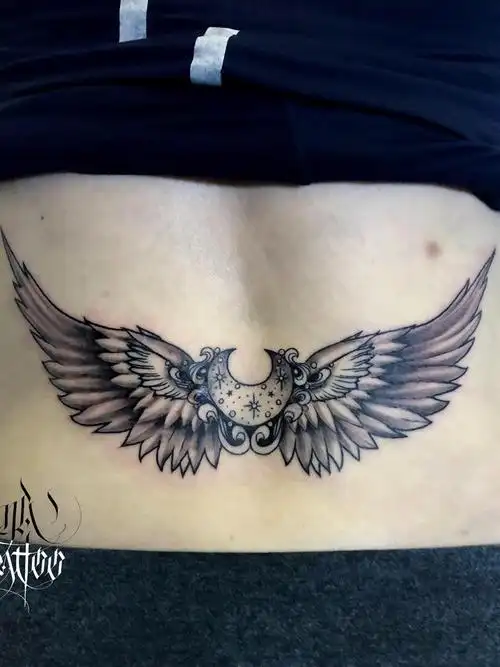 翅膀(遮盖疤痕)_纹身图案手稿图片_麟allen的纹身作品集