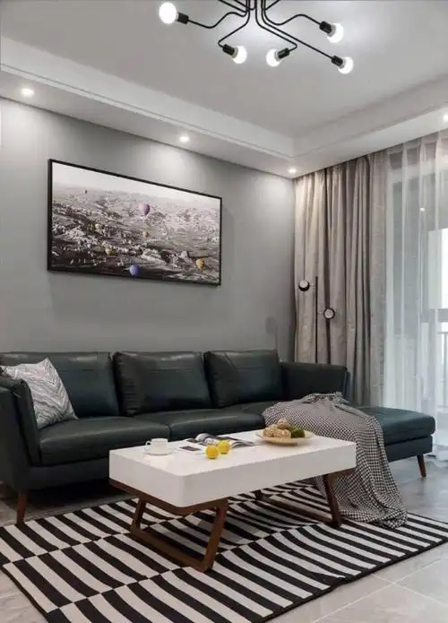 简约灰调客厅客厅现代简约90m05三居设计图片赏析--土巴兔装修效果