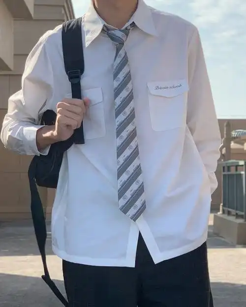 dk制服少年感白衬衫穿搭