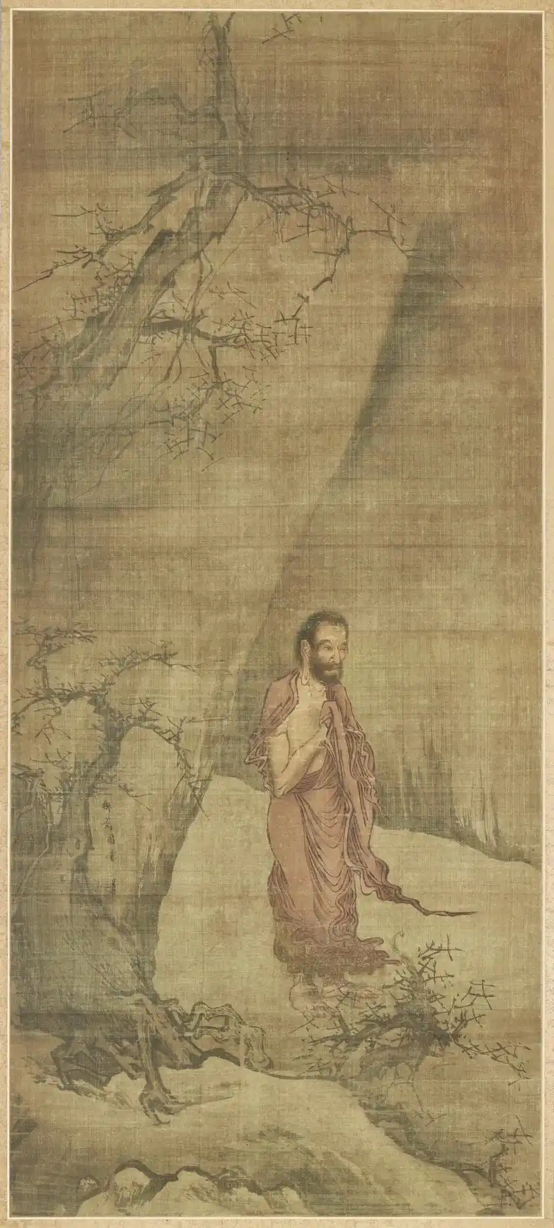 出山释迦图.南宋  梁楷  东京国立博物馆 绢本 立轴 设色 - 抖音