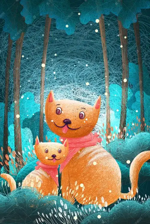 一对可爱的卡通小狗免抠图背景图片免费下载-千库网