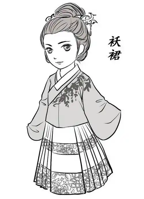 汉服简笔画汉服简笔画女古风