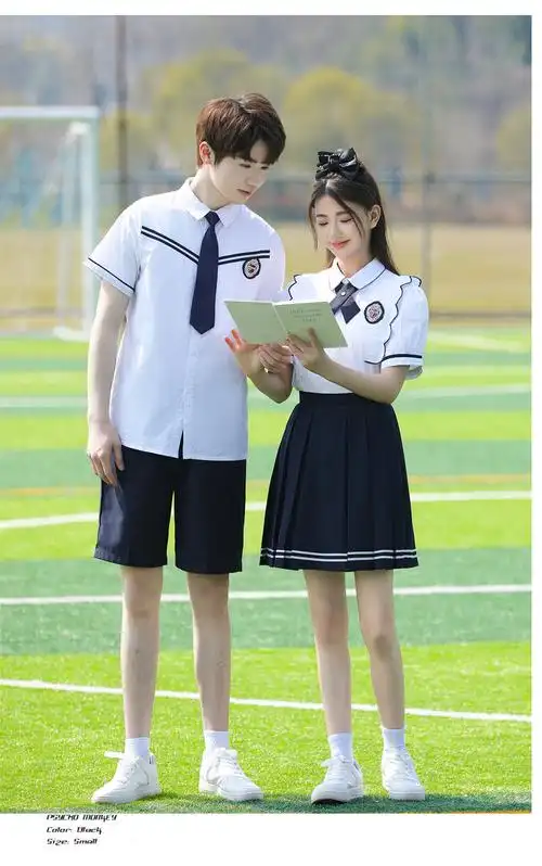 实拍情侣学院风夏季学生短袖套装 班服 校服 - 17网