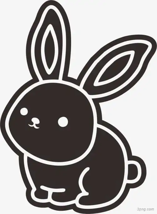 手绘黑色兔子png素材透明免抠图片卡通手绘