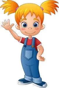 女孩挥手卡通小女孩挥手照片