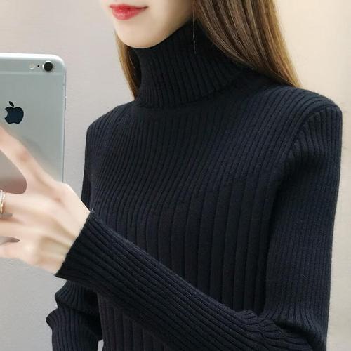 高领毛衣少女初中生高中生秋天穿的【加绒加厚高领毛衣女】2022新款秋