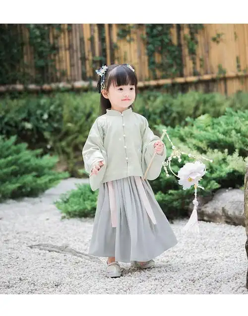 格洛基儿童古装女秋装长袖中小童5岁女孩衣服女宝宝古风汉服套装中国