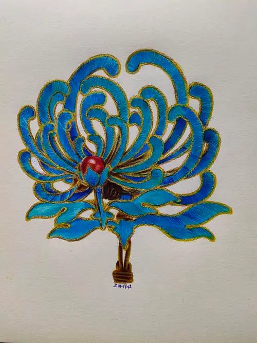 圆珠笔 彩铅手绘一组古风首饰