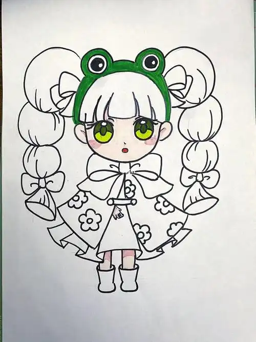 卡通画  #马克笔  #儿童画  #动漫  #动漫女生  #二头身  #女生动漫