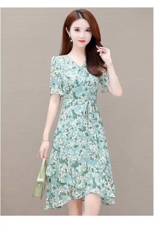 连衣裙2023新款夏天女装雪纺减龄爆款高端碎花中长今年裙子夏款潮