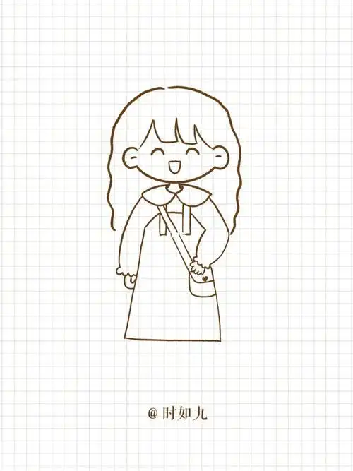 简笔画教程萌少女手绘穿搭手帐素材附过程简笔画教程穿搭手帐