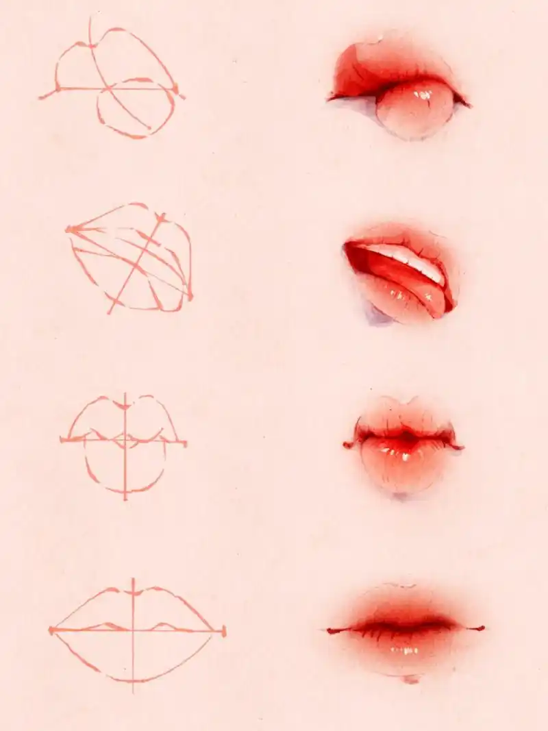 画嘴巴的方法超简单,两步,就这样然后再那样  	 分享一个嘴巴的画法