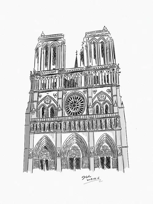 速写～巴黎圣母院 - 原创作品 - 站酷(zcool)
